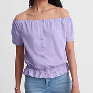 Ann Taylor Lavender Convertible Smocked Waist Top